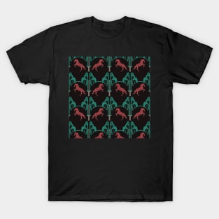 Scarlet Stallion: Embodying Freedom with Egyptian Tribal Elegance T-Shirt